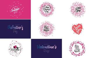 Happy Valentine's Day typography poster with handwritten calligraphy text. isolated on white background vector illustration