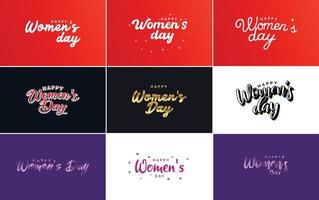March 8 typographic design set with Happy Women's Day text vector