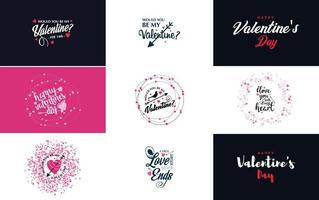 Happy Valentine's Day hand-drawn lettering vector illustration suitable for use in design of flyers. invitations. posters. brochures. and banners