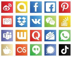 paquete completo de íconos de redes sociales 20 íconos como pregunta. Mensajero. pinterest iconos de wechat y dropbox. alta calidad y minimalista vector