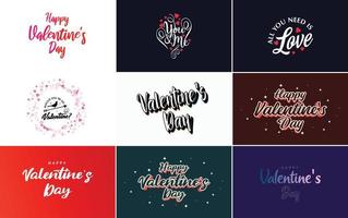 Love word art design set with heart vector