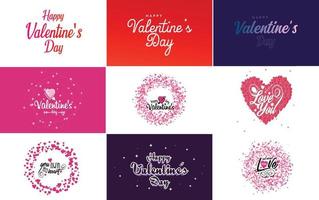 Happy Valentine's Day greeting card template with a romantic theme and a red and pink color scheme vector