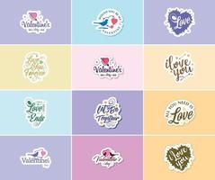 Celebrate Your Love with Beautiful Typography and Graphic Stickers vector