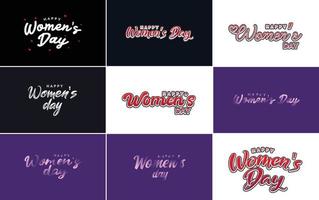 March 8 typographic design set with Happy Women's Day text vector