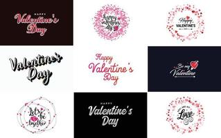 Happy Valentine's Day greeting card template with a romantic theme and a red and pink color scheme vector