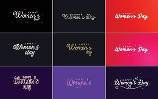 Abstract Happy Women's Day logo with a love vector design in pink. red. and black colors