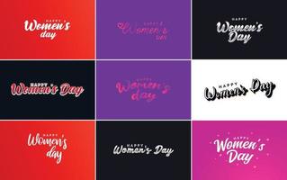 Abstract Happy Women's Day logo set vector