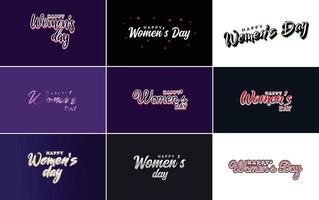 International Women's Day vector hand-written typography background with a gradient color scheme