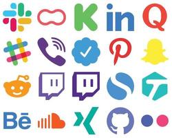 20 Flat Social Media Icons for a Modern Graphic Design reddit. pinterest. quora. twitter verified badge and rakuten icons. High Resolution Gradient Icon Set vector