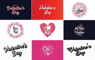 Happy Valentine's Day typography poster with handwritten calligraphy text. isolated on white background vector illustration