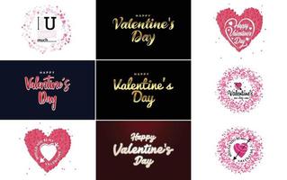 Happy Valentine's Day greeting card template with a heart theme vector