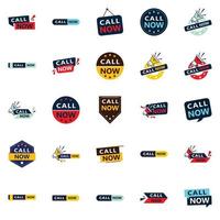 Call Now 25 Modern Typographic Elements to encourage calling vector