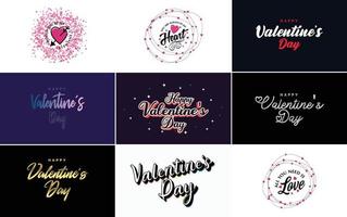 Happy Valentine's Day greeting card templates with a cute heart theme vector