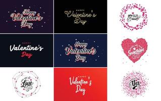 Love word art design set with hearts vector