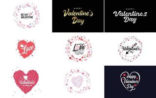 Vector illustration of a heart-shaped wreath with Happy Valentine's Day text