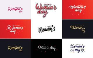 Set of Happy International Woman's Day signs. emblems. and design elements vector collection of signs. labels. and badges