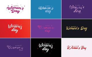 Happy Women's Day typography design set with hearts vector
