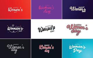 Abstract Happy Women's Day logo with a love vector design in pink. red. and black colors