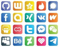 All in One Social Media Icon Set 20 icons such as slideshare. wattpad. vk and google allo icons. High definition and unique vector