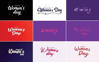 Set of cards with International Women's Day logo and a bright. colorful design vector