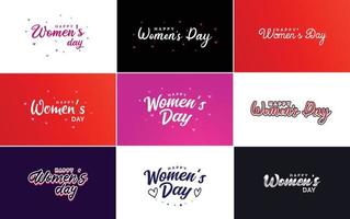 conjunto de tarjetas del día internacional de la mujer con un logotipo y un esquema de color degradado vector