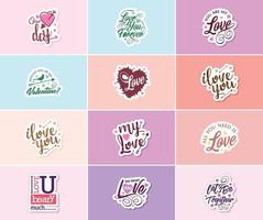 Express Your Love with Valentine's Day Typography and Graphics Stickers vector