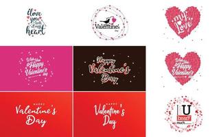 Happy Valentine's Day greeting card template with a romantic theme and a red color scheme vector