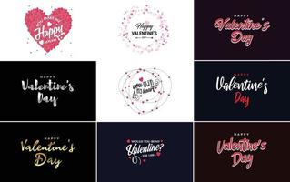 Happy Valentine's Day greeting card template with a romantic theme and a red color scheme vector