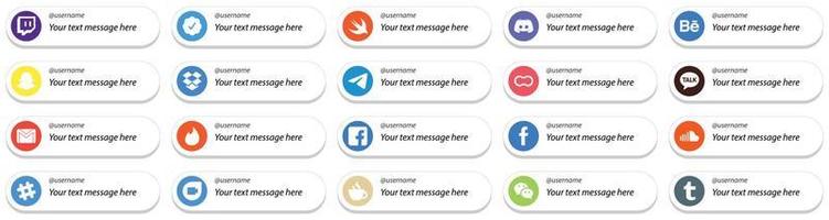 20 redes sociales personalizables sígueme íconos como gmail. mujeres. iconos de Snapchat y madres. totalmente editable y versátil vector