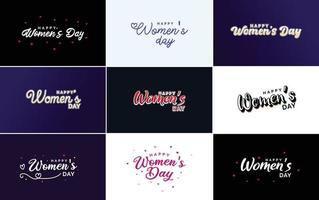 Happy Women's Day typographical design elements set for greeting cards vector