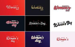 Happy Women's Day typography design with a pastel color scheme and a geometric shape vector illustration