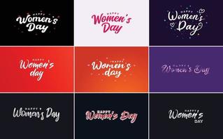 Set of International Women's Day cards with a logo and a gradient color scheme vector