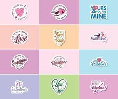 Love Lettering and Graphic Stickers for the Most Romantic Day of the Year vector