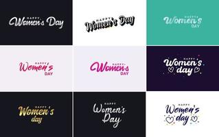 Happy Women's Day typography design with a pastel color scheme and a geometric shape vector illustration