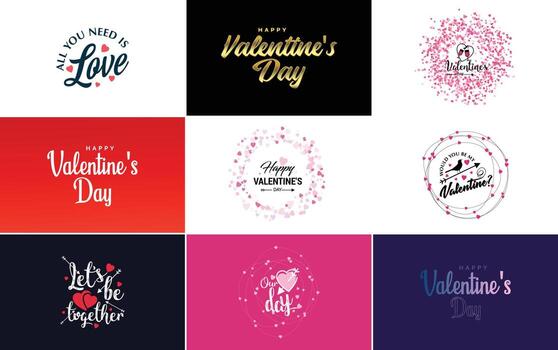 diseño de arte de palabras de amor con un fondo en forma de corazón y un efecto bokeh vector