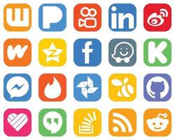 20 íconos de redes sociales de alta calidad como waze. pensión completa. iconos de facebook y tencent. conjunto de iconos de redes sociales degradados vector