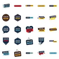 25 Professional Typographic Designs for a refined saving message Save Now vector