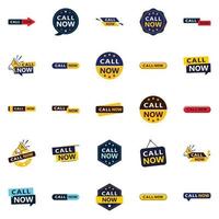 Call Now 25 Fresh Typographic Elements for a modern calling promotion vector