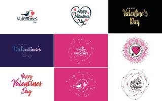 Happy Valentine's Day greeting card template with a romantic theme and a red color scheme vector