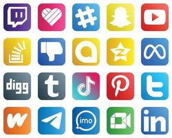 20 íconos de redes sociales para todas sus necesidades, como Facebook. valores. iconos de tencent y google allo. elegante y único vector