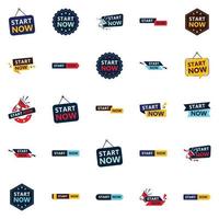 Start Now 25 Modern Typographic Elements for promoting starting in a current way vector