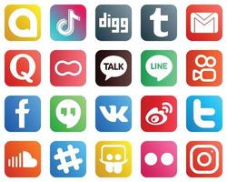 20 íconos de redes sociales para su comercialización, como la línea. mujeres. gmail. madres e iconos de preguntas. profesional y limpio vector
