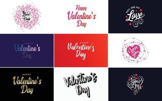 Valentine's Day hearts typography set with hearts vector