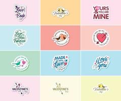 Express Your Love with Valentine's Day Typography and Graphics Stickers vector