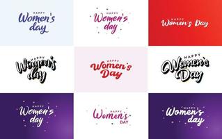 Set of cards with International Women's Day logo and a bright. colorful design vector