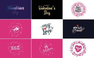 Happy Valentine's Day hand-drawn lettering vector illustration suitable for use in design of flyers. invitations. posters. brochures. and banners