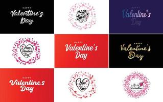 Happy Valentine's Day banner template with a romantic theme and a pink and red color scheme vector