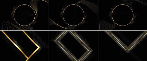 Luxury abstract design set in black and gold vector