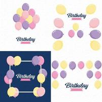 Happy Birthday in a sleek. modern font with a gradient color scheme and balloons vector