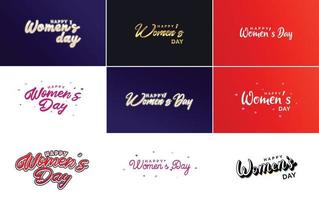juego de tarjetas con el logo del día internacional de la mujer vector